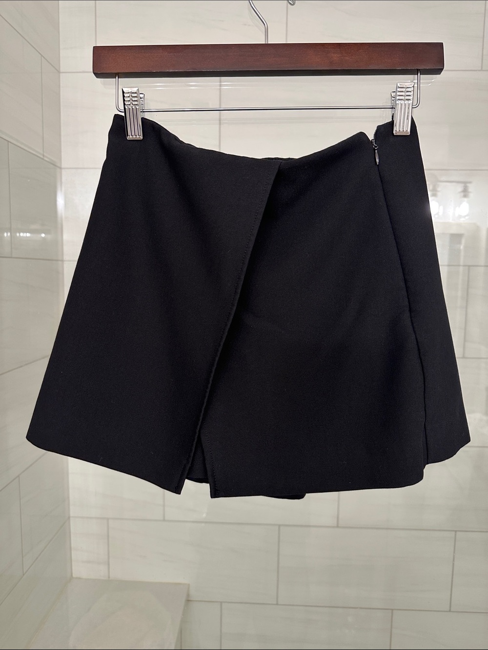 Zara Black Wrap-Front Mini Skort